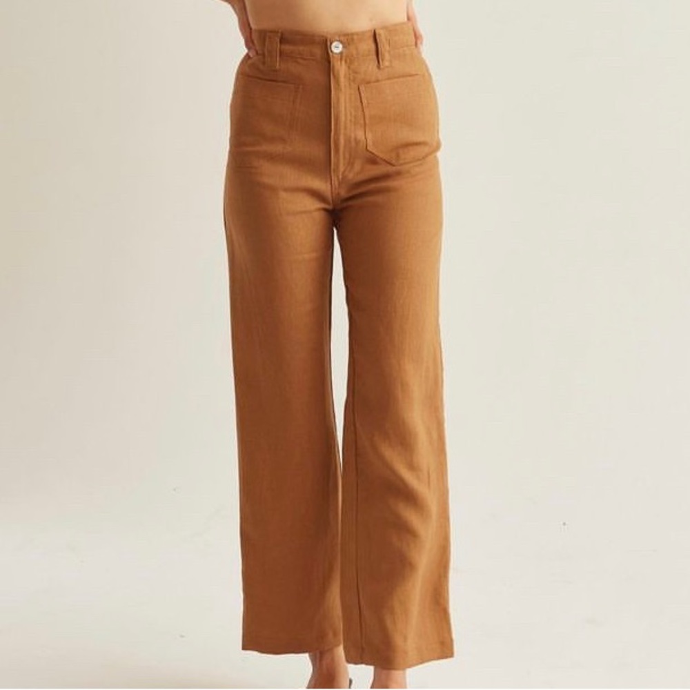🤎Lykke Wullf linen elastic waist pant size 2🤎